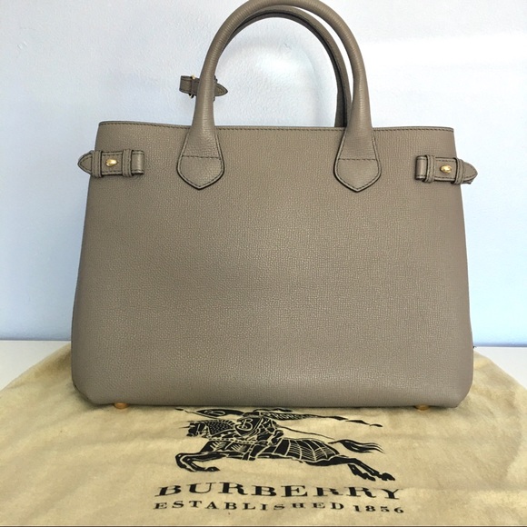 Burberry grey leather banner designer medium tote bag - Picture 4 of 13
